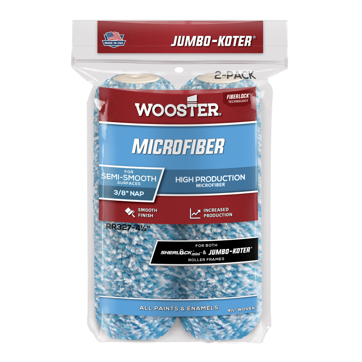 Jumbo-Koter Microfibre Semi-Smooth Roller Twin Pack 4.5" x 3/8" (JT603755)