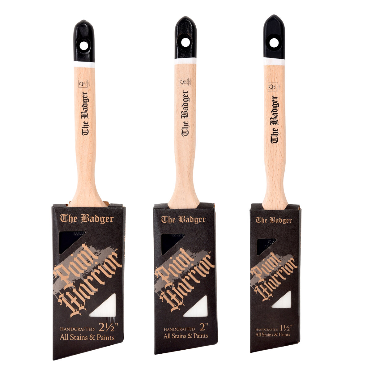 Badger Long Handle Angled Paint Brush Box Set (JA19751100)