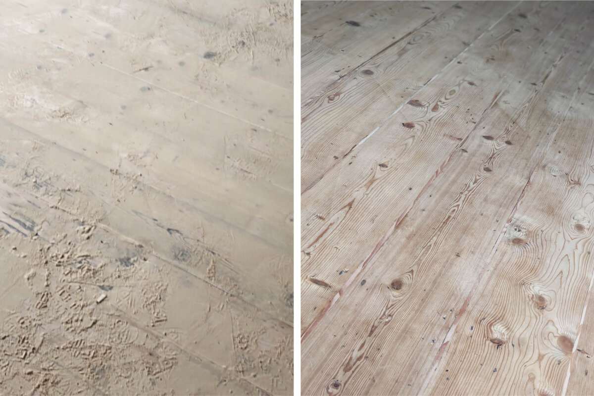 Sanding the floor