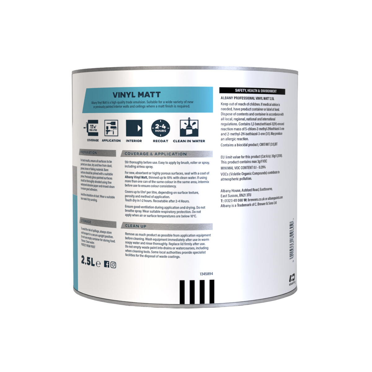 Albany Vinyl Matt 2.5L Back