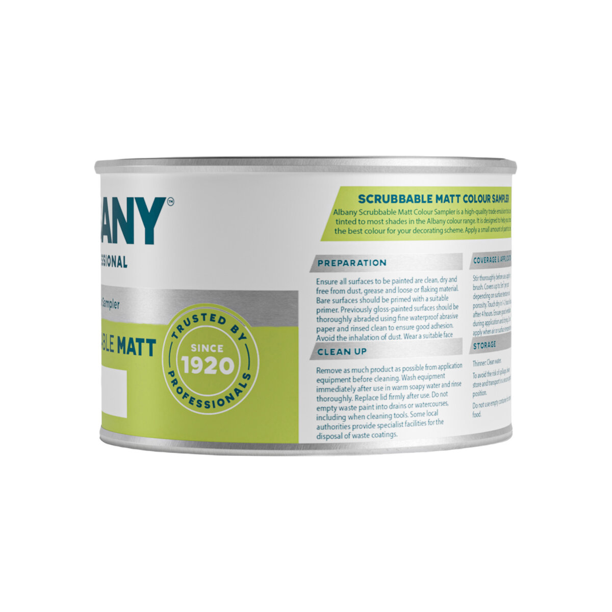 Albany Scrubbable Matt 350ml Colour Sampler Side
