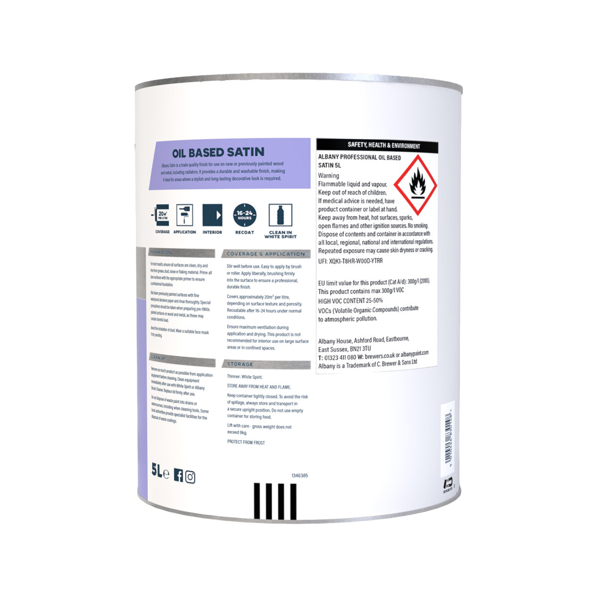 Albany Satin White 5L Back (AA0136001F)