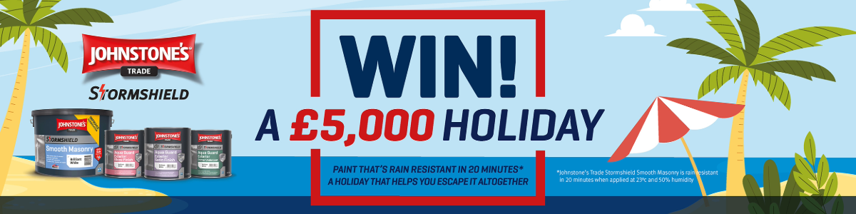 Buy A Tin Of Johnstone’s Trade Stormshield And Win A Holiday!