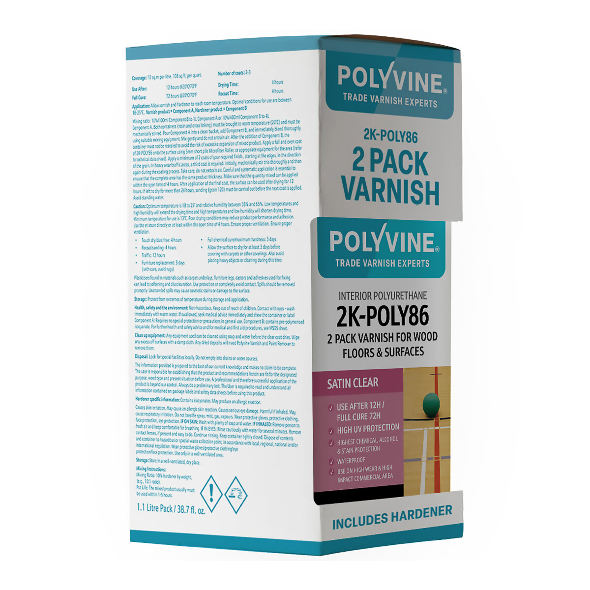 2K-POLY86 2 Pack Wood Varnish Satin 1.1L (HC410815N)