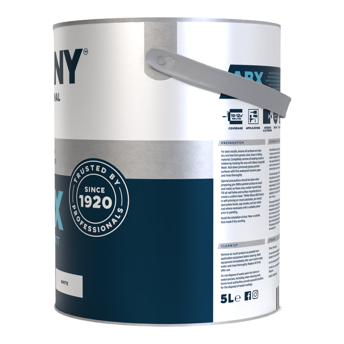 Albany ABX Exterior Matt White 5L Side (AA0751005F)