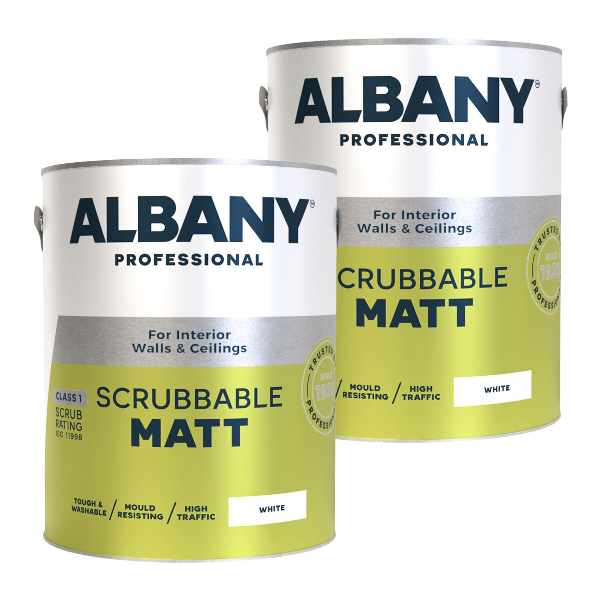 Albany 2 x Scrubbable Matt White 5L