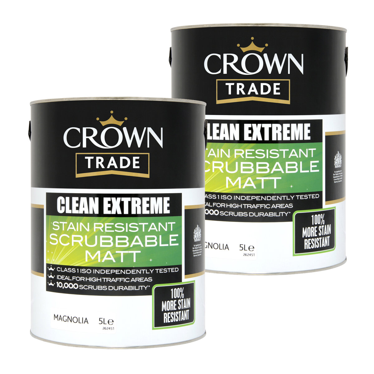 Crown Trade 2 x Clean Extreme Scrubbable Matt Magnolia 5L