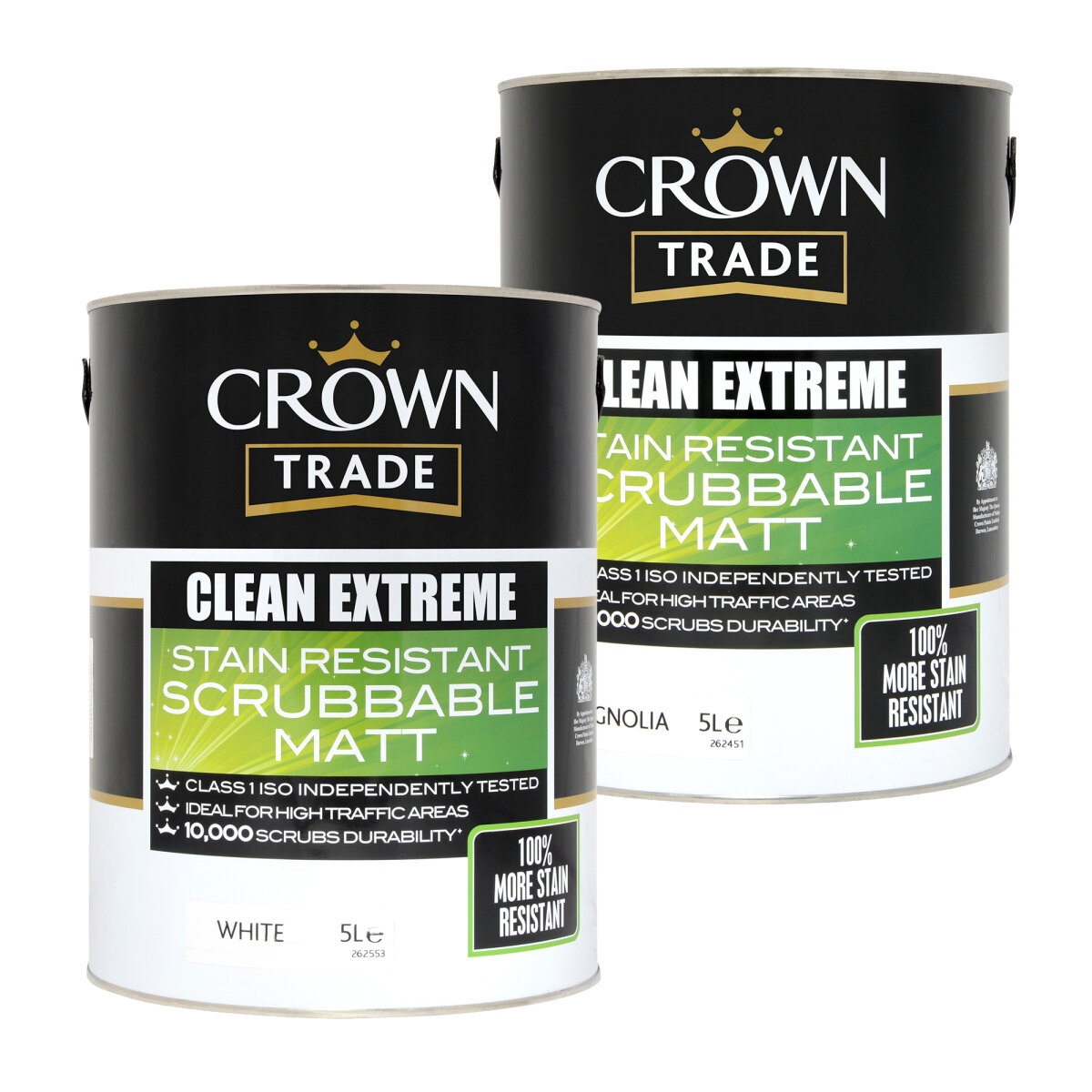 Crown Trade 2 x Clean Extreme Scrubbable Matt White & Magnolia 5L