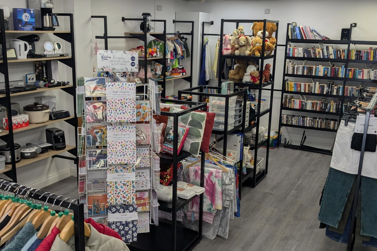 Interior of St Michael's hospice charity shop