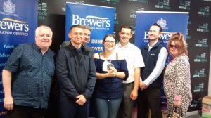 The Brewers Birkenhead team with Mike and Nikki along with the Wirral Radio hosts.