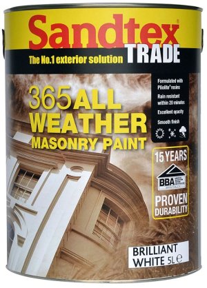 Santex Trade 365 All Weather Masonry Paint is shower resistant in 20 minutes.