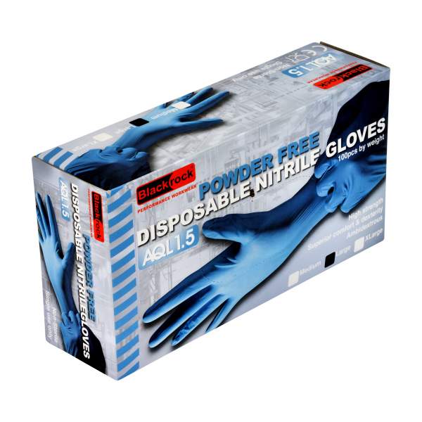 Blackrock Powder Free Disposable Nitrite Gloves Box of 100