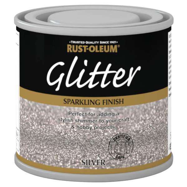 Rust Oleum Glitter Paint Silver 125ml - Silver Sparkle Paint For Walls Uk