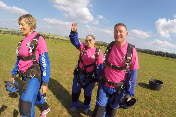 Hayley preparing to take off ready for her sky dive