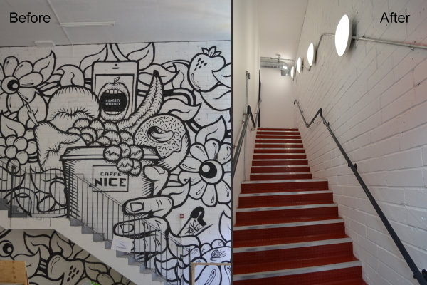 Mural - before and after
