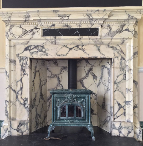 Marble effect fireplace