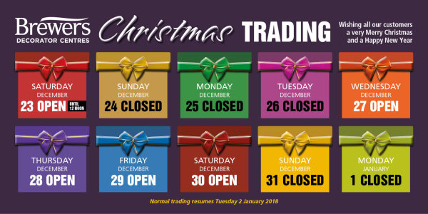 Christmas Trading Hours 2017