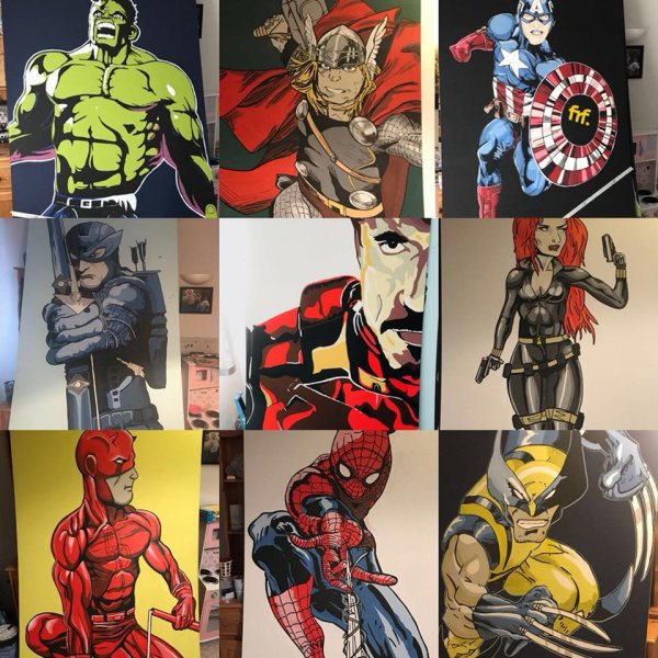 Marvel comic inspired murals for local gym