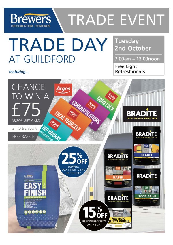Trade Day at Brewers Guildford on Tuesday 2nd October