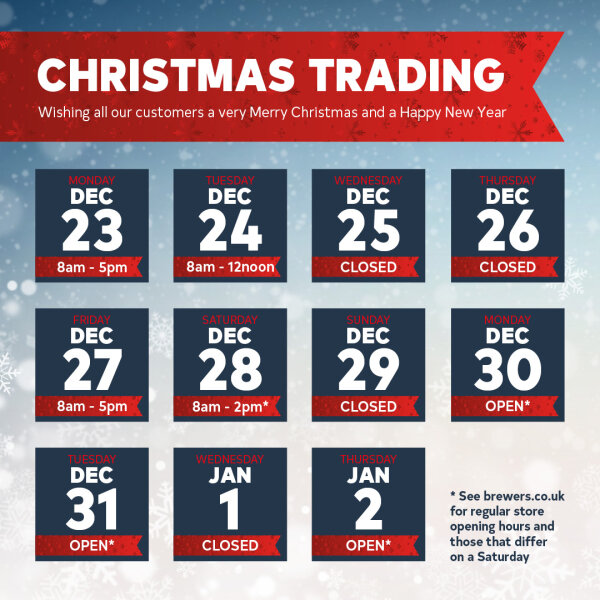 Brewers Decorator Centres Christmas Trading Hours 2019