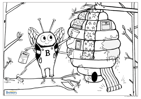 Brewers Bee colouring-in page