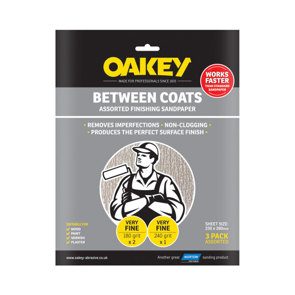 Oakey Between Coats Sheets Pack of 3 Assorted