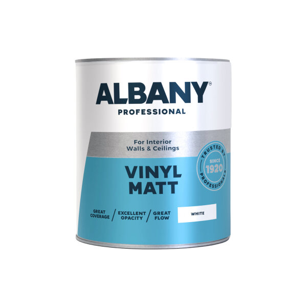 Albany Vinyl Matt White 1L Front (AA0117001N)