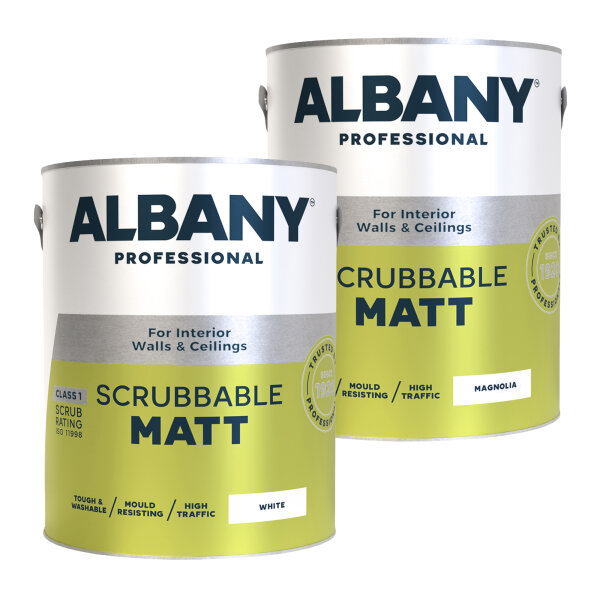 Albany 2 x Scrubbable Matt White & Magnolia 5L