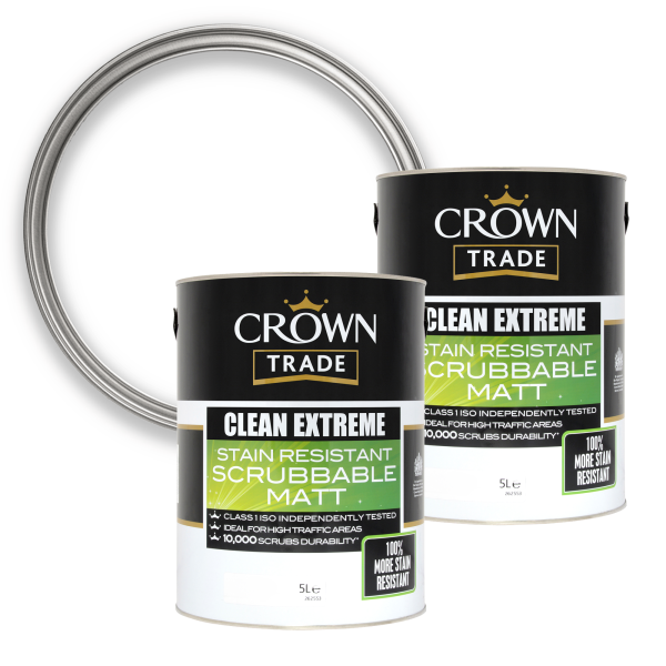Crown Trade 2 x Clean Extreme Scrubbable Matt (Tinted) 5L PNG